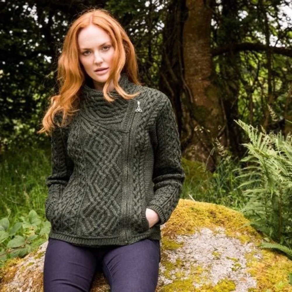 Aran Sweater Market Green Merino Wool Sweater